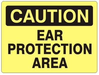 CAUTION EAR PROTECTION AREA Sign - Choose 7 X 10 - 10 X 14, Self Adhesive Vinyl, Plastic or Aluminum.