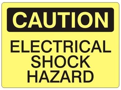 CAUTION ELECTRICAL SHOCK HAZARD Sign - Choose 7 X 10 - 10 X 14, Self Adhesive Vinyl, Plastic or Aluminum.
