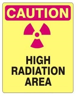 CAUTION HIGH RADIATION AREA Sign - Choose 7 X 10 - 10 X 14, Self Adhesive Vinyl, Plastic or Aluminum.