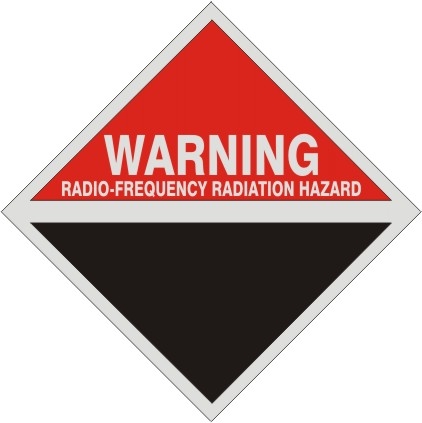 Warning Radio-Frequency Radiation Hazard, Blank Bottom, 9 X 9 Aluminum