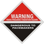 Warning Radio Frequency Radiation Hazard Dangerous to Pacemakers Sign, 9 X 9 Aluminum