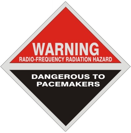 Warning Radio Frequency Radiation Hazard Dangerous to Pacemakers Sign, 9 X 9 Aluminum