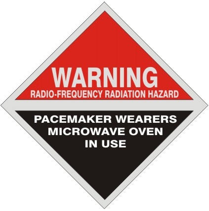 Warning Radio Frequency Radiation Hazard Pacemaker Wearers Microwave In Use Sign, 9 X 9 Aluminum
