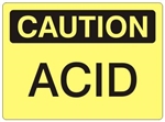 CAUTION ACID Sign - Choose 7 X 10 - 10 X 14, Self Adhesive Vinyl, Plastic or Aluminum.