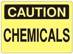 CAUTION CHEMICALS Sign - Choose 7 X 10 - 10 X 14, Self Adhesive Vinyl, Plastic or Aluminum.