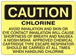Caution Chlorine Avoid Inhalation and Skin or Eye Contact Sign - Choose 7 X 10 - 10 X 14, Self Adhesive Vinyl, Plastic or Aluminum.