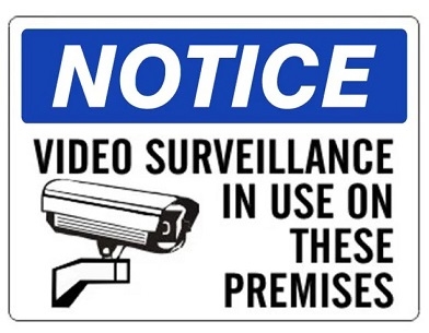 NOTICE VIDEO SURVEILLANCE IN USE ON THESE PREMISES Sign - Choose 7 X 10 - 10 X 14, Self Adhesive Vinyl, Plastic or Aluminum.