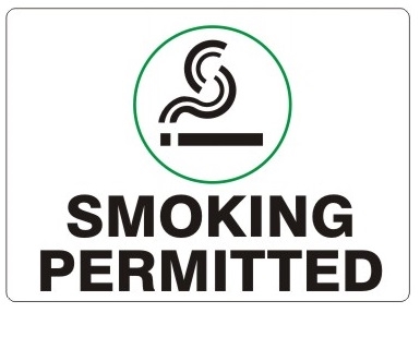 SMOKING PERMITTED Sign - Choose 7 X 10 - 10 X 14, Self Adhesive Vinyl, Plastic or Aluminum.