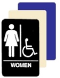 Wheelchair Accessible WOMEN's Restroom Sign - 6 X 9 Available in Blue, Black and Taupe