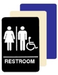 ADA WOMEN/MEN Wheelchair Accessible Restroom Sign - 6 X 9 Available in Blue, Black and Taupe