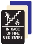 ADA, IN CASE OF FIRE USE STAIRS Sign - 6 X 9 Available in Blue, Black and Taupe
