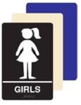 ADA Girls Restroom Sign - 6 X 9 Available in Blue, Black and Taupe