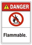 DANGER Flammable. ANSI Z535 Safety Sign - Choose 7 X 10 - 10 X 14, Pressure Sensitive Vinyl, Plastic or Aluminum