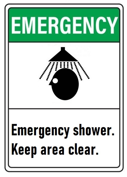 Emergency Sign Safety Shower Keep Area Clear 7"x10" Safety Sign ansi osha 