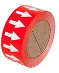 DIRECTIONAL FLOW ARROW TAPE, White on Red