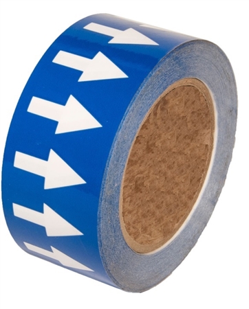 Directional Flow Arrow Tape, White on Blue