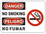 DANGER/PELIGRO NO SMOKING, Bilingual (w/graphic) Sign Choose 10 X 14 - 14 X 20, Self Adhesive Vinyl, Plastic or Aluminum.