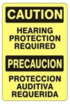 CAUTION HEARING PROTECTION REQUIRED Bilingual Safety Sign - Choose 10 X 14 - 14 X 20, Self Adhesive Vinyl, Plastic or Aluminum.