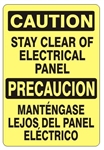 CAUTION STAY CLEAR OF ELECTRICAL PANEL Bilingual Sign - Choose 10 X 14 - 14 X 20, Self Adhesive Vinyl, Plastic or Aluminum.