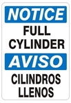NOTICE FULL CYLINDER, Bilingual Sign - Choose 10 X 14 - 14 X 20, Self Adhesive Vinyl, Plastic or Aluminum.