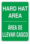 HARD HAT AREA Bilingual Sign - Choose 10 X 14 - 14 X 20, Self Adhesive Vinyl, Plastic or Aluminum.