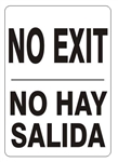 Bilingual NO EXIT Sign - Choose 10 X 14 - 14 X 20, Self Adhesive Vinyl, Plastic or Aluminum.
