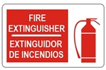 Bilingual FIRE EXTINGUISHER Symbol Sign - Choose 10 X 14 - 14 X 20, Self Adhesive Vinyl, Plastic or Aluminum.