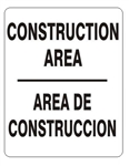 Bilingual, CONSTRUCTION AREA Sign - Choose 10 X 14 - 14 X 20, Self Adhesive Vinyl, Plastic or Aluminum.