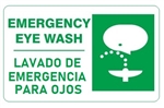 Bilingual, EMERGENCY EYE WASH, Sign - Choose 10 X 14 - 14 X 20, Self Adhesive Vinyl, Plastic or Aluminum.