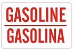 Bilingual, GASOLINE Sign - Choose 10 X 14 - 14 X 20, Self Adhesive Vinyl, Plastic or Aluminum.