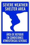 Bilingual SEVERE WEATHER SHELTER AREA Sign - Choose 10 X 14 - 14 X 20, Self Adhesive Vinyl, Plastic or Aluminum.