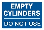 EMPTY CYLINDERS DO NOT USE, Gas Cylinder Sign, 7” X 10” Pressure Sensitive Vinyl