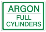 ARGON FULL CYLINDERS, Gas Cylinder Sign, 7 X 10 Pressure Sensitive Vinyl