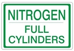 NITROGEN FULL CYLINDERS, Gas Cylinder Sign, 7” X 10” Pressure Sensitive Vinyl