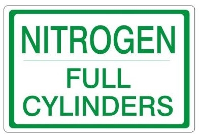 NITROGEN FULL CYLINDERS, Gas Cylinder Sign, 7” X 10” Pressure Sensitive Vinyl