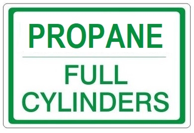 PROPANE FULL CYLINDERS, Gas Cylinder Sign, 7 X 10 Pressure Sensitive Vinyl
