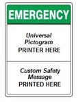 Custom Worded ANSI Emergency Header Signs - Choose from 3 Sizes 7 X 10, 10 X 14 or 14 X 20 and 4 Constructions Pressure Sensitive Vinyl. Plastic, Aluminum or Fiberglass - It's easy to make your own custom safety signs using our compliant templates