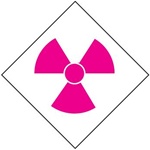 Pre-printed Radiation Symbol - Clear pressure sensitive vinyl Available in 1, 2, 3, 4, and 6 inch - 5 Identical Symbols per Pack.