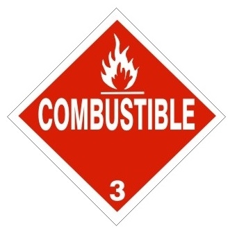 DOT PLACARD - COMBUSTIBLE - CLASS 3, Choose from 4 Constructions