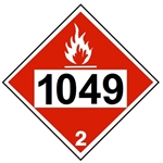 DOT PLACARD 1049 HYDROGEN, COMPRESSED, Flammable Gas, Class 2 - Choose from 4 Materials: Press On Vinyl, Rigid Plastic, Aluminum or Magnetic