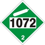 DOT Placard 1072 OXYGEN COMPRESSED, Non-Flammable Gas, Class 2 -  Choose from 4 Materials: Pressure Sensitive Vinyl, Rigid Plastic, Aluminum or Magnetic