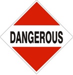 DOT Placard DANGEROUS (RED TRIANGLE TOP & BOTTOM), Choose from 4 Materials: Press On Vinyl, Rigid Plastic, Aluminum or Magnetic