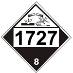 DOT PLACARD 1727 AMMONIUM HYDROGENDIFLUORIDE, SOLID, Corrosive, Class 8 - Choose from 4 Materials: Press On Vinyl, Rigid Plastic, Aluminum or Magnetic