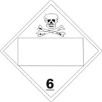 DOT PLACARD POISON (BLANK 4 DIGIT BOX) CLASS 6, Choose from 4 Materials: Press On Vinyl, Rigid Plastic, Aluminum or Magnetic