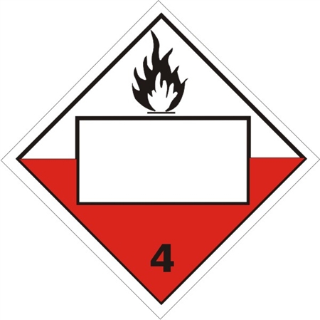 BLANK 4 DIGIT - SPONTANEOUSLY COMBUSTIBLE CLASS 4 DOT PLACARD - Choose from 4 Materials: Press On Vinyl, Rigid Plastic, Aluminum or Magnetic