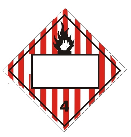 BLANK 4 DIGIT - FLAMMABLE SOLID - CLASS 4 - DOT PLACARD, Choose from 4 Materials: Press on Vinyl, Rigid Plastic, Aluminum or Magnetic.
