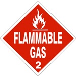 DOT PLACARD - FLAMMABLE GAS - Class 2 - Choose from 4 Materials: Press on Vinyl, Rigid Plastic, Aluminum or Magnetic.
