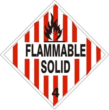 DOT PLACARD - FLAMMABLE SOLID - CLASS 4, Choose from 4 Materials: Press on Vinyl, Rigid Plastic, Aluminum or Magnetic.