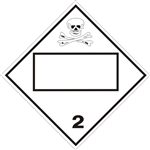 BLANK 4 DIGIT POISON/TOXIC GAS, CLASS 2, DOT Placard, Choose from 4 Materials: Press on Vinyl, Rigid Plastic, Aluminum or Magnetic.