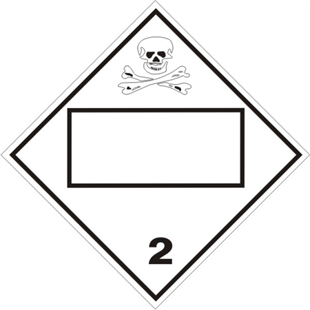 BLANK 4 DIGIT POISON/TOXIC GAS, CLASS 2, DOT Placard, Choose from 4 Materials: Press on Vinyl, Rigid Plastic, Aluminum or Magnetic.